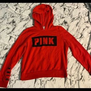 red PINK cropped hoodie